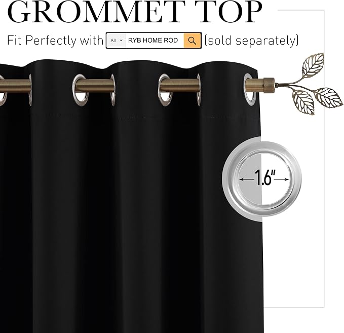 RYB HOME Blackout Room Divider Curtain Thermal Insulated, - Image 2