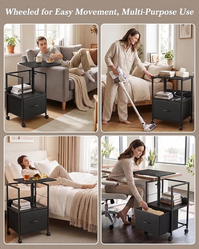 Faesun Swivel Lift Top Nightstand - Image 6