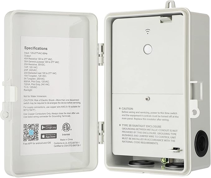 DEWENWILS Pool Timer, WiFi Timer Switch, Heavy Duty 40A 120-277 VAC 2HP, Compatible with Smart Phone, Alexa, Google Assistant, ETL Listed