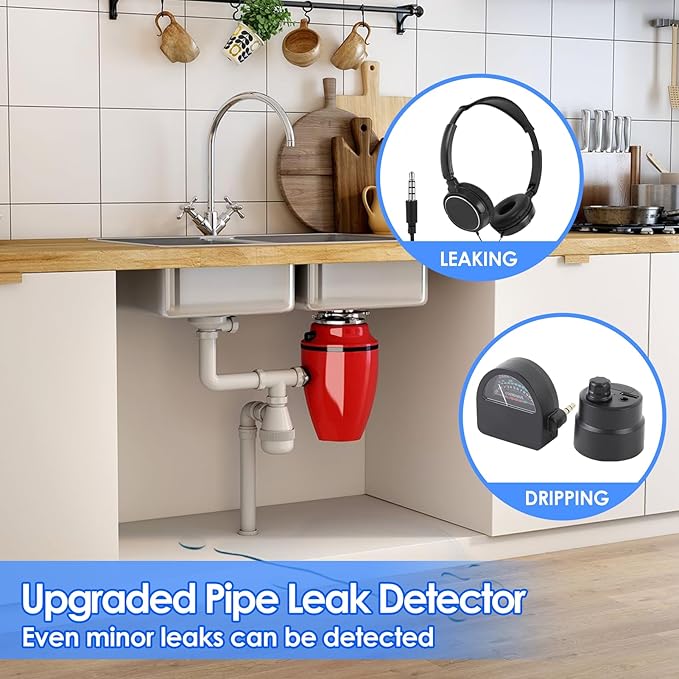 Water Leakage Detection for Home, Underground Water Leak Detector Sensor Alarm for Home, Pipe Leak Leakage Detector Sound Intensifier for Site Construction, Tube Construction, Car Maintenance (#2)