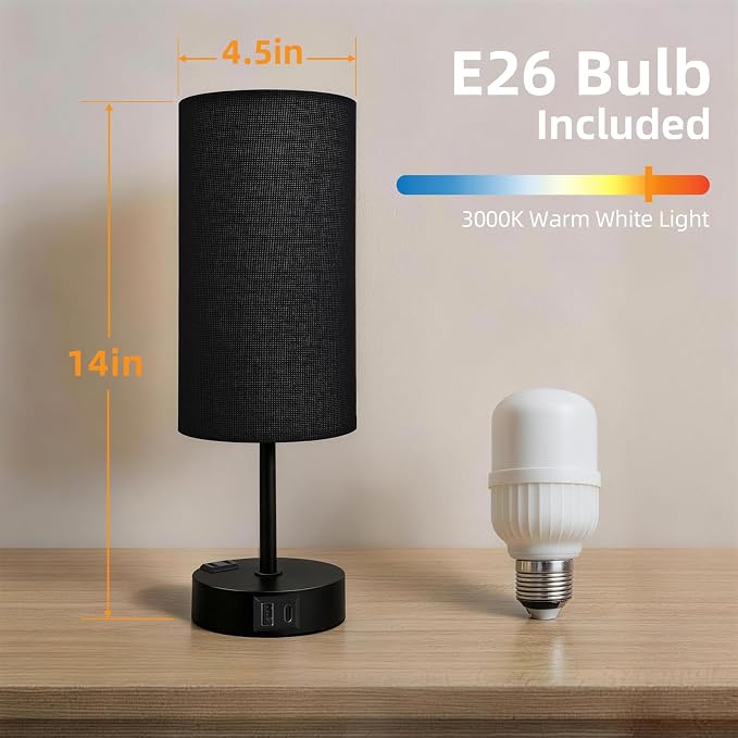 Table Lamp for Nightstand, High-Sensitivity Touch, 3-Level Dimmable Bedside Lamp - Image 8