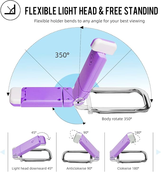 EGWASER Book Light for Reading in Bed, USB Rechargeable Clip on Book Lights - Image 6