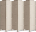 6 Panel Folding Room Divider, Woven Privacy Screen, handcrafted diamond pattern by cocosica