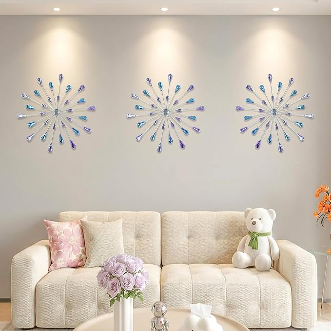 ZEXUIRU 3 Set Silver Starburst Wall Art - Image 5
