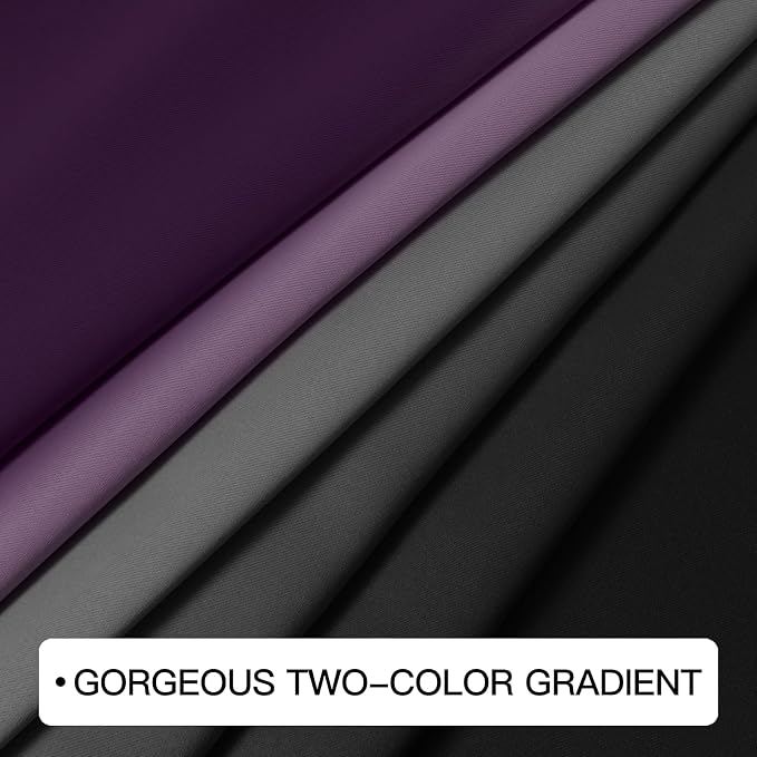 COSVIYA Grommet Ombre Blackout Purple and Black Curtains, W52 x L84 inch | Room - Image 6