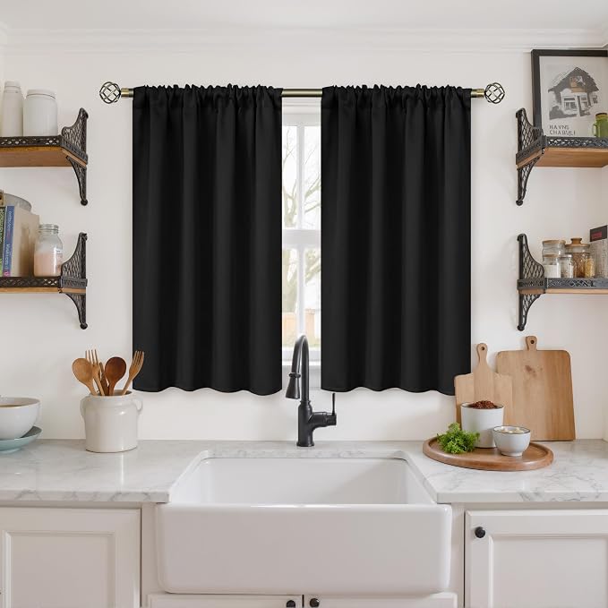 BGment Black Blackout Curtains 40 Inches Long by BGment