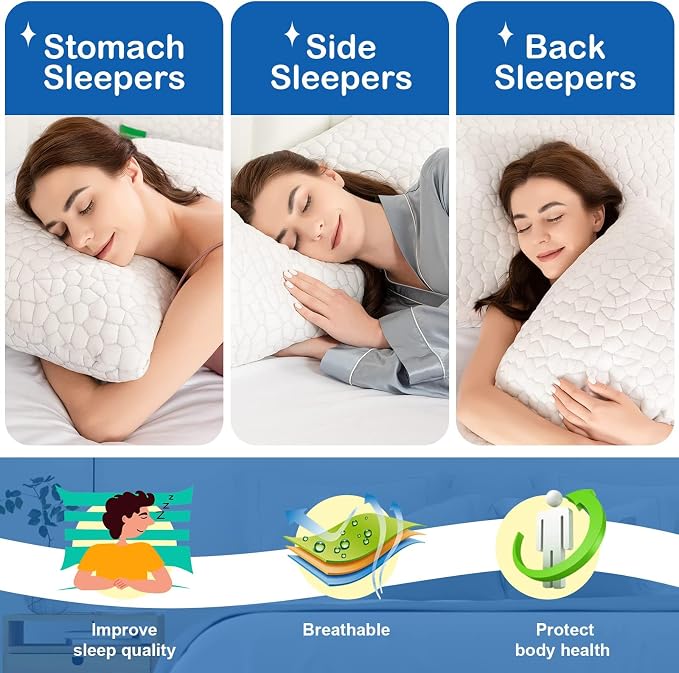 SUPA MODERN Cooling Pillow Standard Size Set of 2, CertiPUR-US Shredded Memory - Image 7
