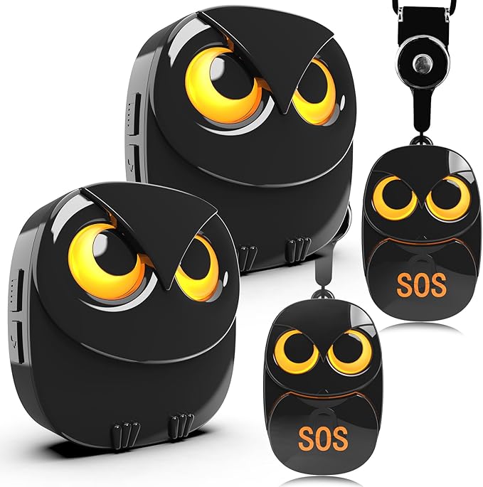 HTZSAFE Caregiver Pager Wireless Call Button 500+ Feet, SOS Alert Nurse Calling Elderly Fall Help System for Patient/Disabled Monitoring at Home, IP55 Waterproof, 2 Transmitters + 2 Receivers, Black