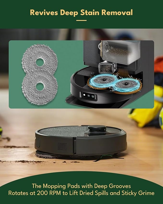 iRobacc Replacement Parts for iRobot Roomba Plus 405/505/507 Combo Robot : 1 Main Brush, 6 Side Brushes, 4 HEPA Filters, 6 Dust Bags, 6 Mop Pads, 1 Cleaning Brush，Accessories for roomba-24 Pcs