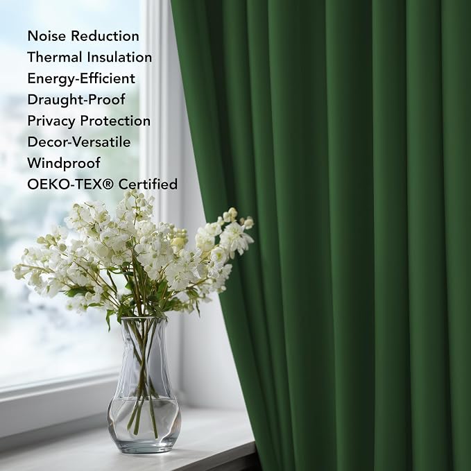 Deconovo Blackout Curtains for Bedroom and Living Room 72 Inches Long | Black - Image 4