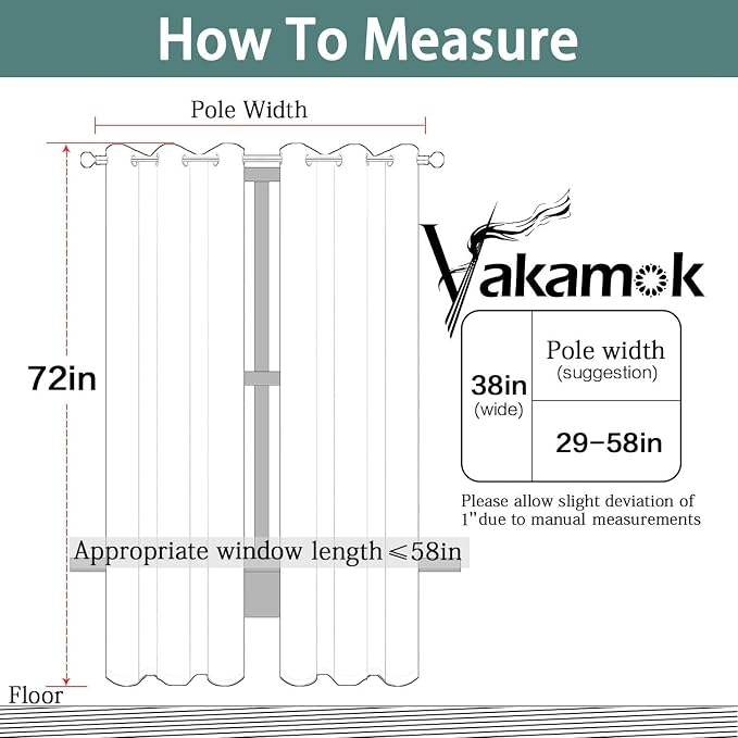 Yakamok Blackout Curtains 38x72 inch Charcoal Grey Thermal Drapes-Bedroom | 2 - Image 7