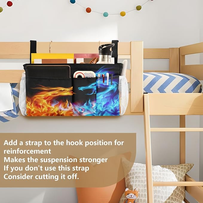 Dragons Fire tag8 Bedside Caddy Storage Bag Bedside Organizer - Image 6