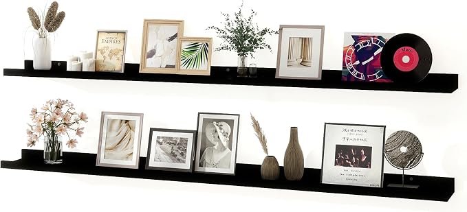 Black Floating Shelves for Wall Decor, 52 in Shelf by Unknown