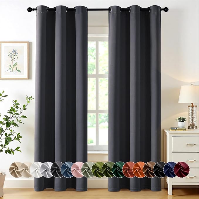 MIULEE Blackout Curtains for Bedroom 2 Panels 40 x 84 Inch Long Dark Grey | by MIULEE