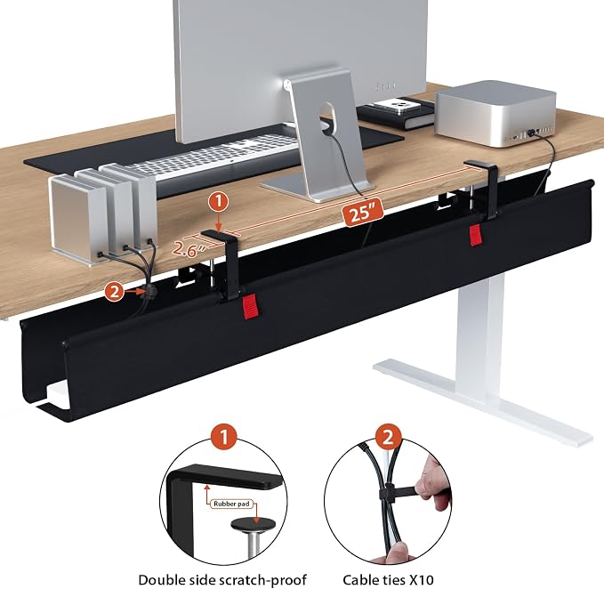 Univivi No Drill Under Desk Cable Management Tray, 48 inch Cable Management | - Image 3