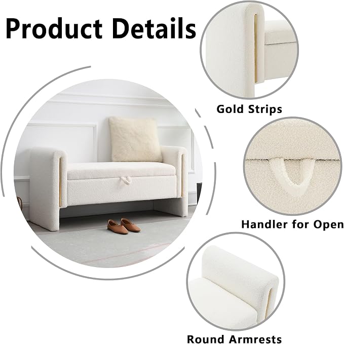 HRVEOCEI Upholstered Storage Bench - Image 3