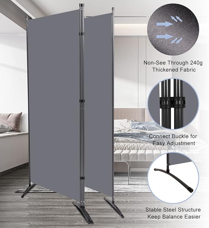 Room Divider 6FT Folding Privacy Screens, 3 Panel Partition Room Dividers | - Image 4