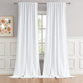 White Extra Long Blackout Curtains 52x108in, Rod Pocket Back Tab by DUALIFE