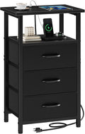 Nightstand with Charging Station, Bedside Table with USB Ports and Outlet by Vagusicc