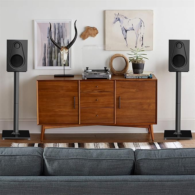PERLESMITH Universal Floor Speaker Stands for Surround Sound up to 22LB, 27.56 Inch Bookshelf Speaker Stand for Klipsch, Polk, Yamaha & Other Large Satellite, Bookshelf Speakers, Studio Monitors,1 P