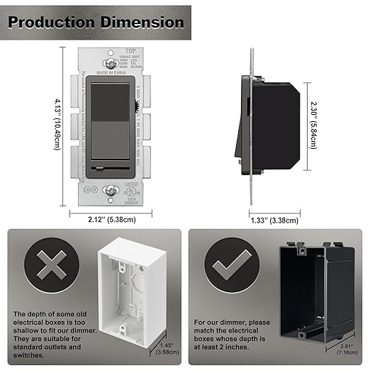 BESTTEN 10 Pack Matte Brown Dimmer Light Switch, Single Pole or 3-Way, Compatible with Dimmable LED, CFL, Incandescent and Halogen Bulb, 120VAC, UL Listed
