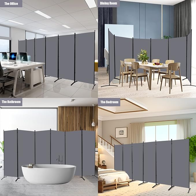 Room Divider 6FT Folding Privacy Screens, 6 Panel Partition Room Dividers | - Image 5