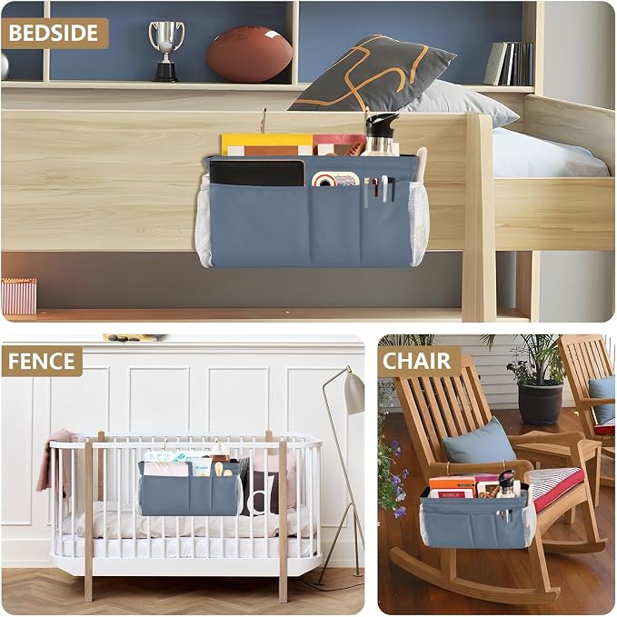 DOMIKING Dusty Blue Bedside Caddy - Image 8