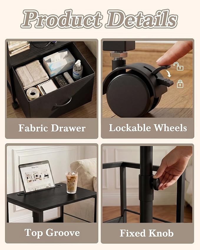 Faesun Swivel Lift Top Nightstand - Image 5