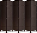 6 Panel Folding Room Divider, Woven Privacy Screen, Chocolate | Solid wood frame by cocosica