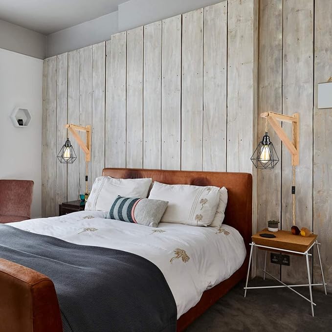 Frideko Plug in Wall Sconce Set of Two, Boho Farmhouse Hanging Wall Lamp - Image 7