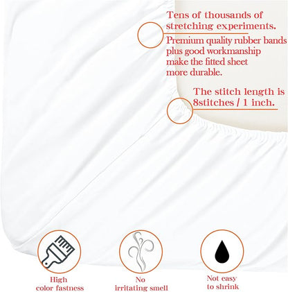 NTBAY Toddler Bedding Set - 4 Piece Soft and Breathable Crib Bedding Set for Boys and Girls, Includes Quilted Comforter, Fitted Sheet, Flat Top Sheet and Envelope Pillowcase, White