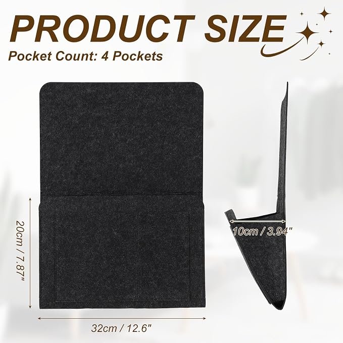uxcell 4 Pockets Bedside Caddy, Bed Hanging Storage Bag Holder - Image 2