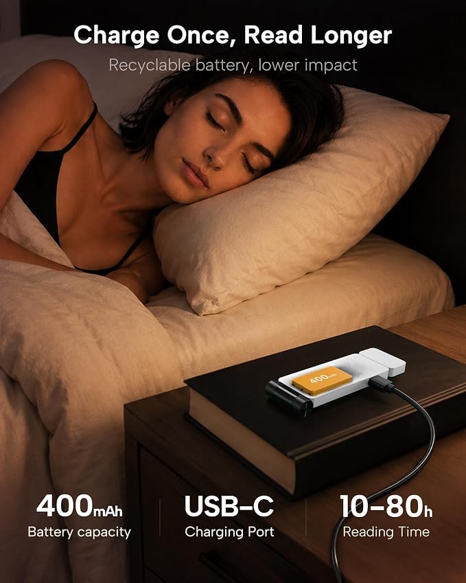 86lux Book Light, Rechargeable Clip-On LED Reading Light - Image 5
