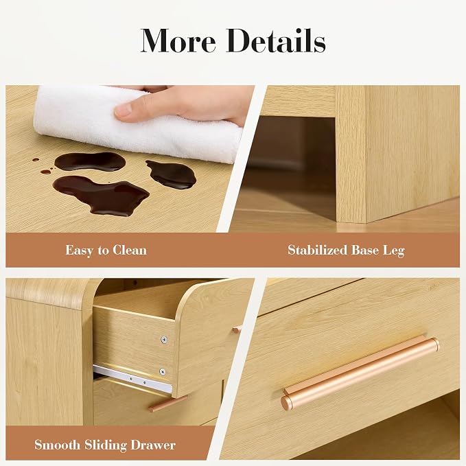 Night Stand Set of 2 2-Drawer Nightstand 24" H Metal Handle Modern Sturdy - Image 6