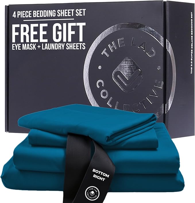 The LAD Collective 3.0 - 4-Piece Cotton Bedding Set with Fitted Sheet, Top Sheet & 2 Pillowcases - Luxury Bed Sheets for Full Size Beds - Premium Bedroom Essentials - Maui/California King
