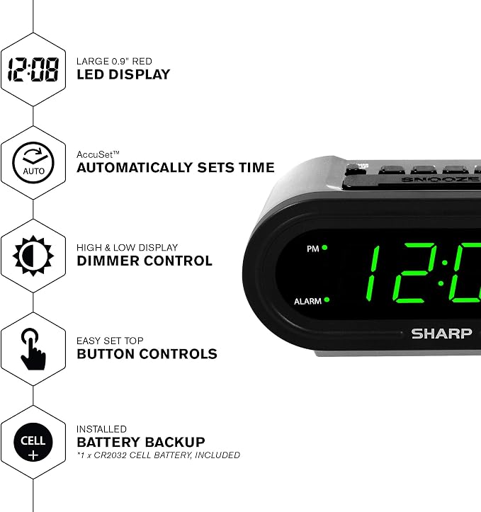 Sharp AccuSet Self-Setting Alarm Clock - Image 2