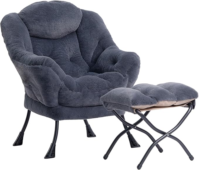 HollyHOME Lazy Chair with Foldable Ottoman, Accent Comfy Lounge Armchair and by HollyHOME