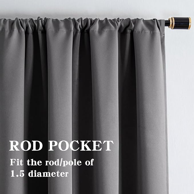 100% Blackout Curtains 108 Inch Length 2 Panels Set, Thermal Insulated Room - Image 2
