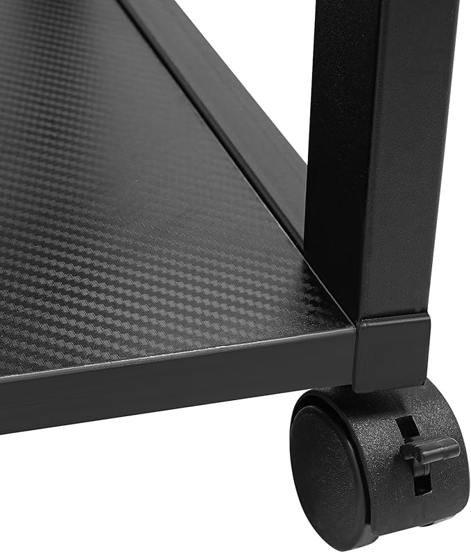 3-Tier AV Media Stand Rack, Black Rolling Stereo Audio Rack Stand with Wheels, Mobile & Space-Saving Design, Perfect for Speakers, DVD Players, Amplifiers (19.7 * 15.7 * 19.1in)