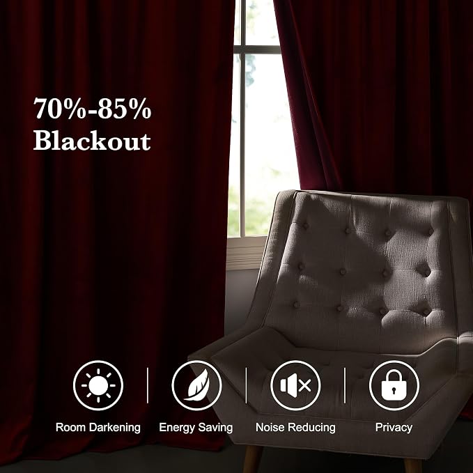 RYB HOME Velvet Curtains 108 inches Long, Extra Long High Ceiling Curtains | - Image 7