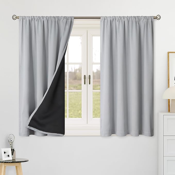 BGment Light Grey Blackout Curtains 40 Inch Length - Image 2