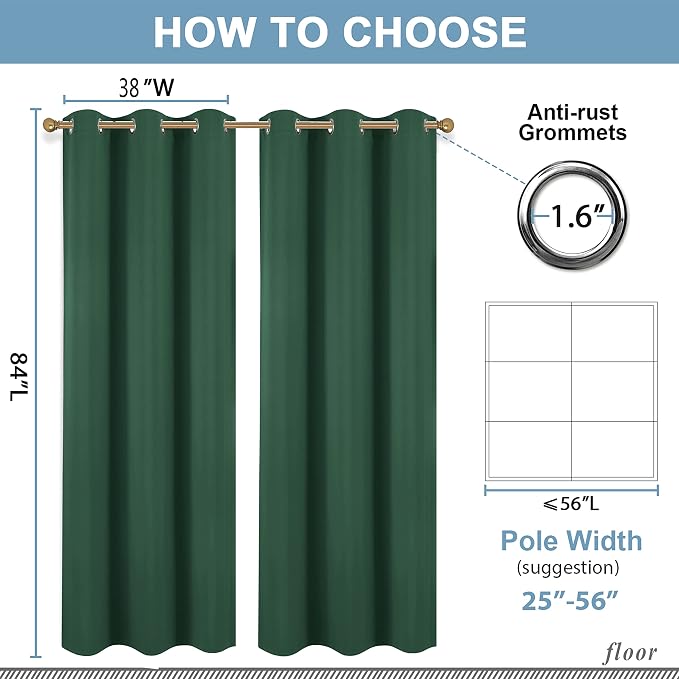 Diraysid Green Grommet Blackout Curtains - Image 6