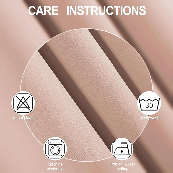 Blush Blackout Curtains 66 x 63 Inch Length/Set of 2 Curtain Panels/Thermal - Image 4