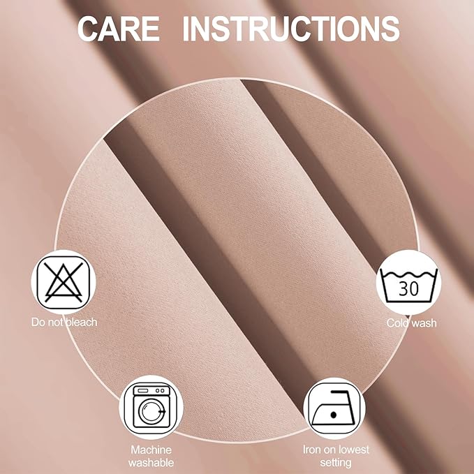 Blush Thermal Blackout Curtains/52 x 72 Inch/Set of 2 Panels Room Darkening - Image 4