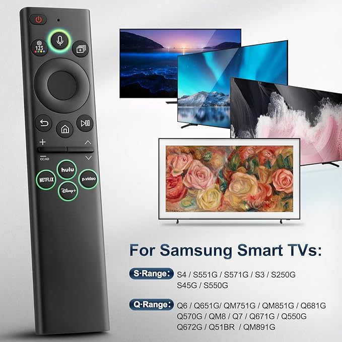 for Samsung-Smart-TV-Remote-Control-Replacement,Remote for 2019 2025 Samsung Frame Curved Crystal Smart TVs, with Voice Control