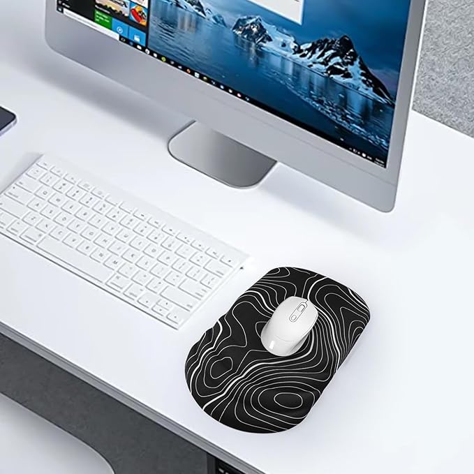 Mouse Pad Wrist Wrist Rest, Comfortable Memory Foam Wrist Rest, Non-Slip PU Base, Ergonomic Wrist Support and Arm Rests for Gaming, Office, Computer Use, Relieve Typing Pain (Black Line)
