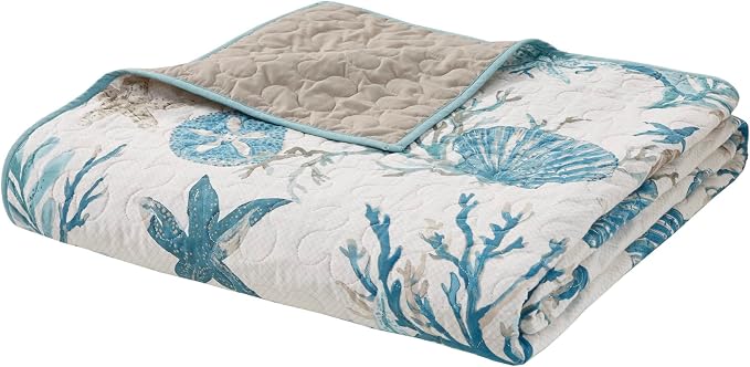 Madison Park Quilt Set Cottage Coastal Design, Starfish Print - Image 10
