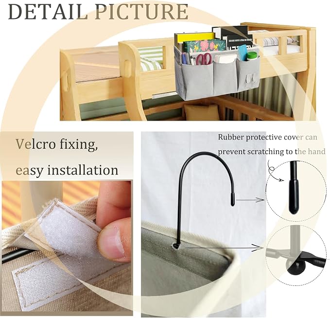 Bedside Caddy, Bedside Hanging Storage Organizer forBunk and Hospital Beds - Image 4