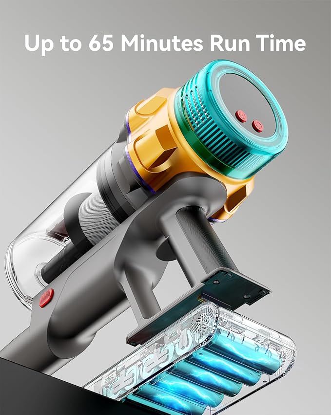 Cordless Vacuum Cleaner, 55KPA 650W 65Mins Extra-Large Dust Cup Cordless Stick Vacuum, Rechargeable Vacuum Cleaner with Self-Standing, Vacuum Cleaners for Home, Hardwood Floor, Carpet, Pet Hair
