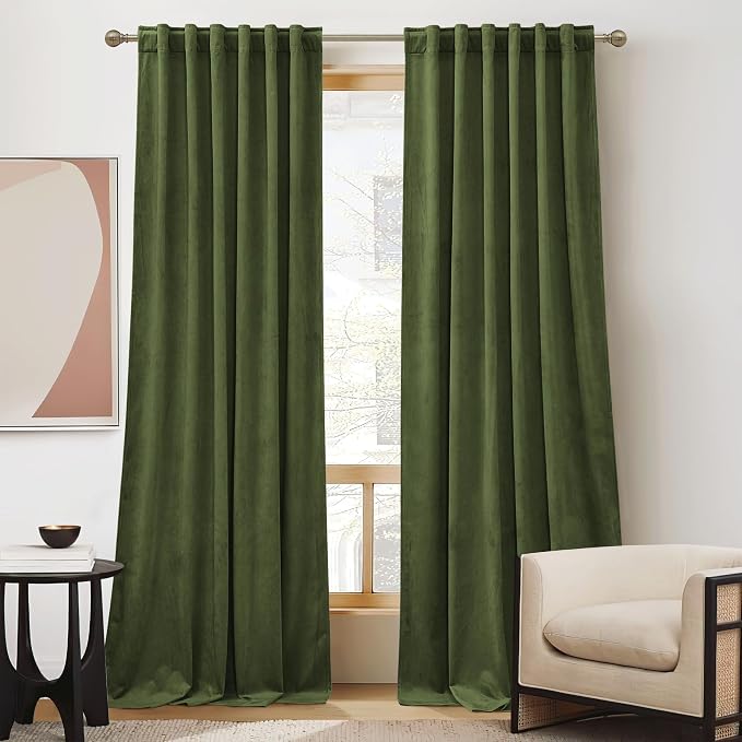 RYB HOME Velvet Curtains 108 inches Long, Extra Long High Ceiling Curtains | by RYBHOME
